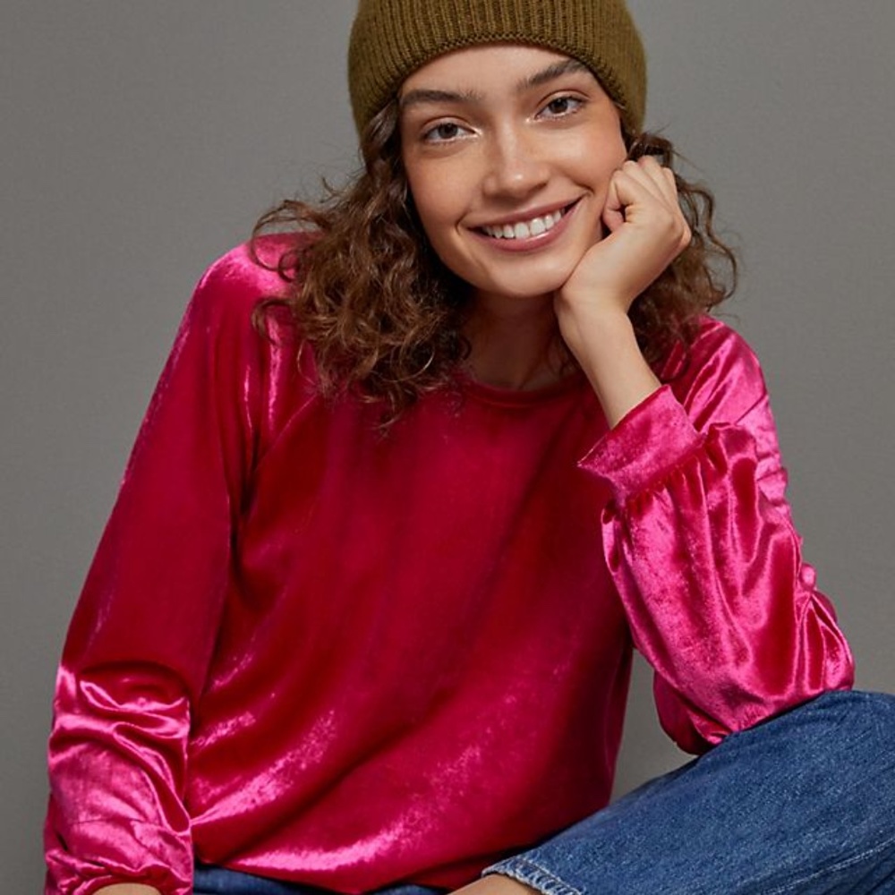 Maeve Anthropologie Candace Velvet Top Small